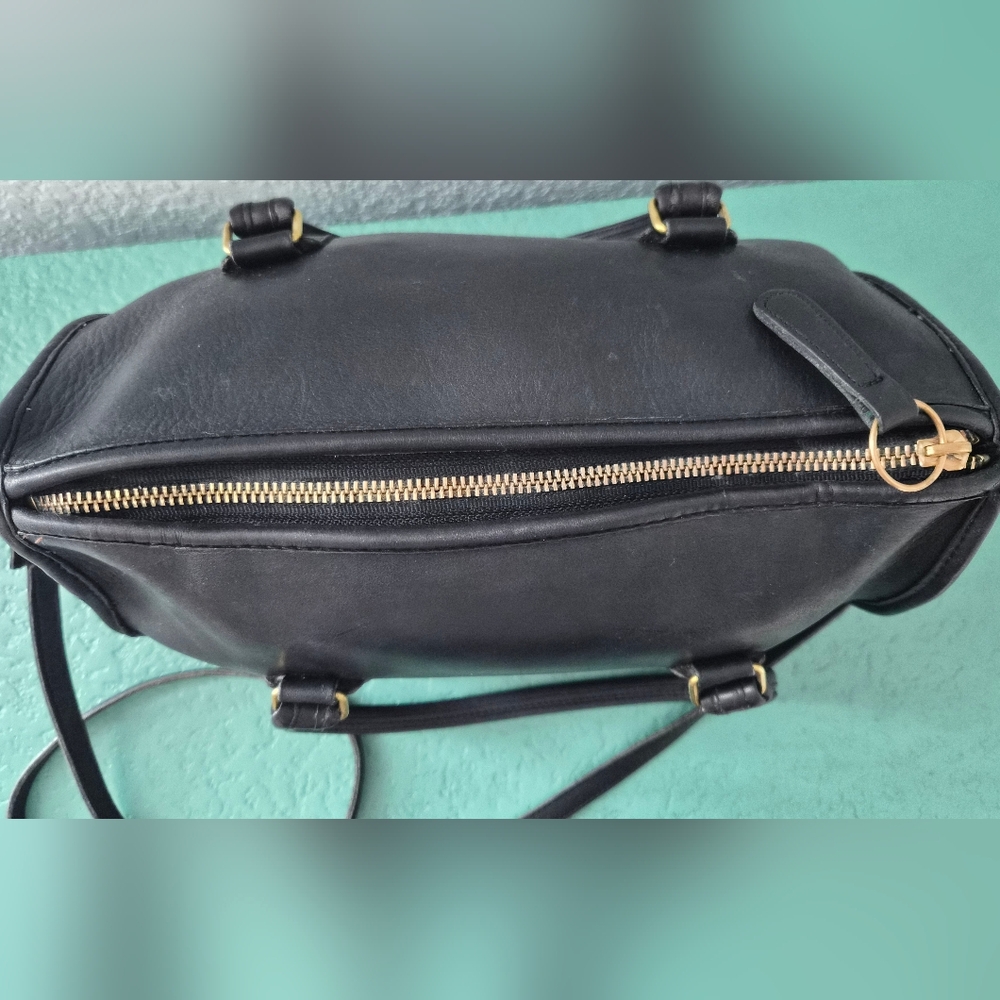 Vintage 80s Coach Madison Leather Satchel Crossbody Bag Black + Dust Bag - Picture 7 of 16